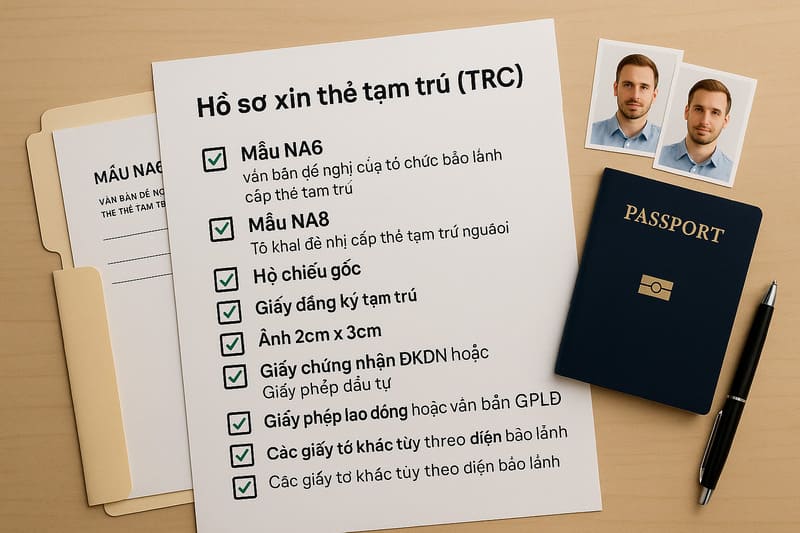 Hồ sơ xin thẻ tạm trú (TRC) kèm theo Mẫu NA6